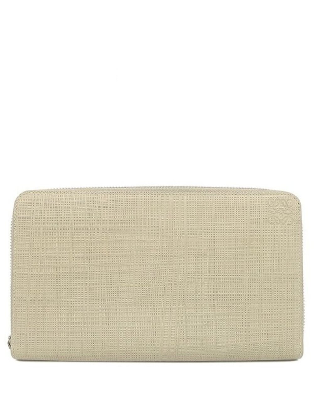 Loewe Wallet Linen Zip Around Organizer Leather Beige Silver Zip Anagram